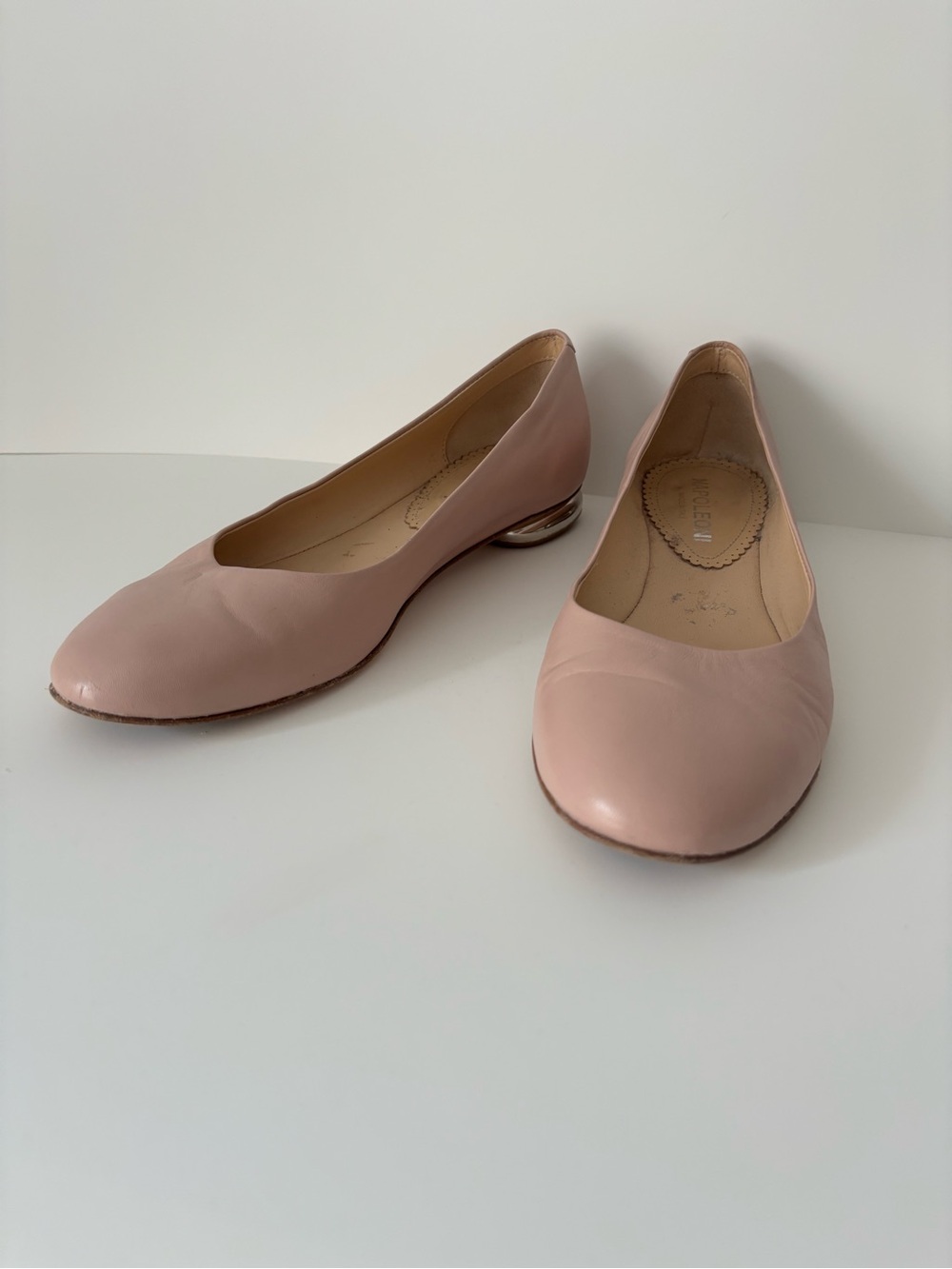 Napoleoni Classic Women's Pink Leather Ballet Flats